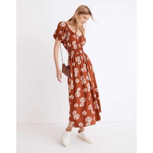 Madewell Linen-Blend Sophia Midi Dress in Rusty Torch - Picture 2 of 9